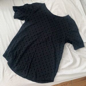 LOFT polka dot black T-shirt